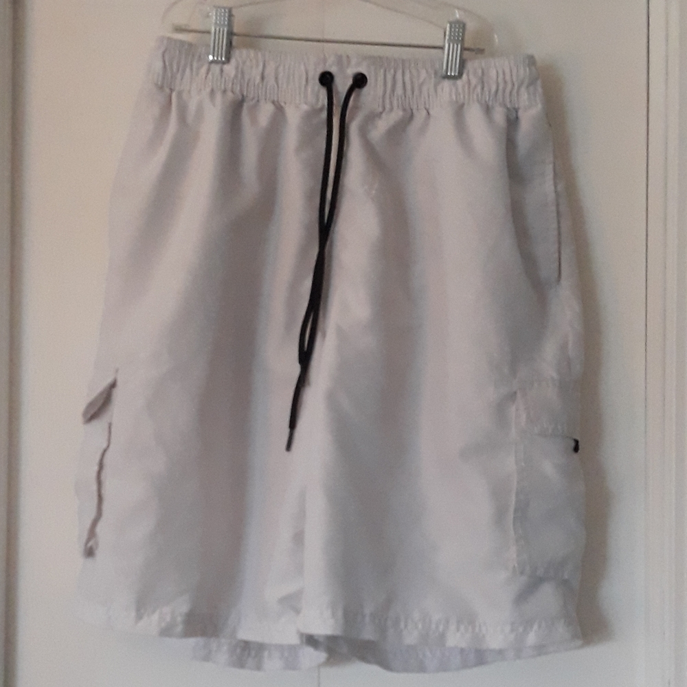Mens White Tesla Swim Shorts Size Medium